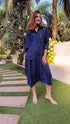 Navy Blue Shirt Dress With Waist Coat